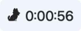 The iPet menu bar item: a small dog silhouette beside a running timer reading 0:00:56